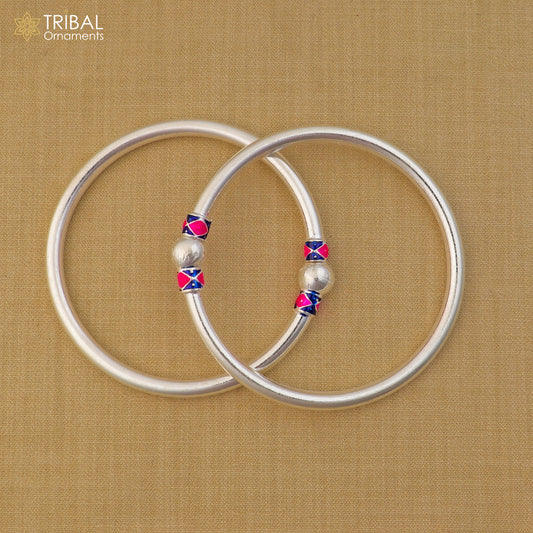 925 Sterling silver customized stylish ball design bangle kada tribal jewelry ba446 - TRIBAL ORNAMENTS