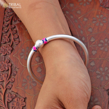 925 Sterling silver customized stylish ball design bangle kada tribal jewelry ba446 - TRIBAL ORNAMENTS