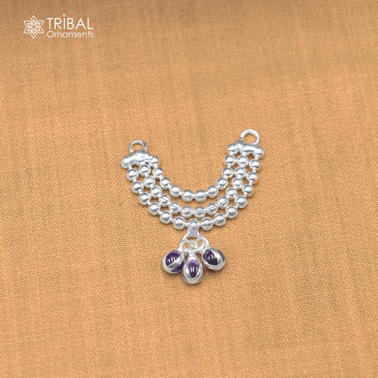 925 sterling silver 3 line beaded chain necklace for Lord Krishna Laddu Gopala jewelry set908