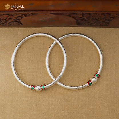 925 Sterling silver customized stylish ball design bangle kada tribal jewelry ba447 - TRIBAL ORNAMENTS