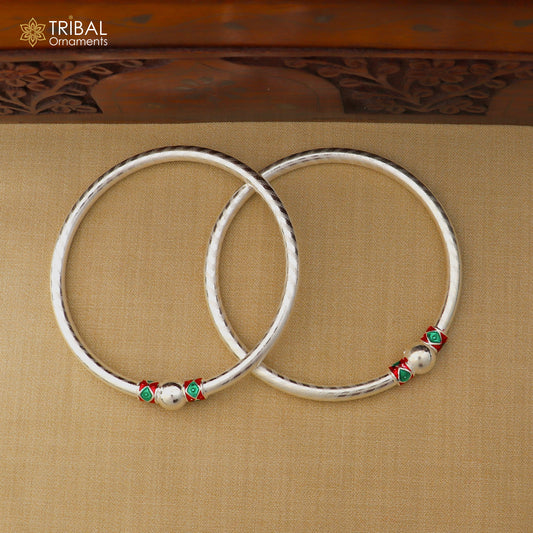 925 Sterling silver customized stylish ball design bangle kada tribal jewelry ba447 - TRIBAL ORNAMENTS