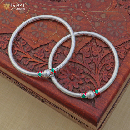 925 Sterling silver customized stylish ball design bangle kada tribal jewelry ba447 - TRIBAL ORNAMENTS