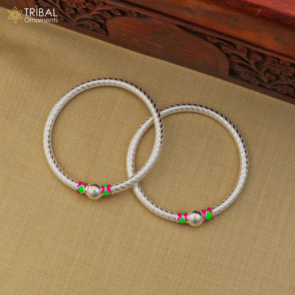 925 Sterling silver customized stylish ball design bangle kada tribal jewelry ba448 - TRIBAL ORNAMENTS