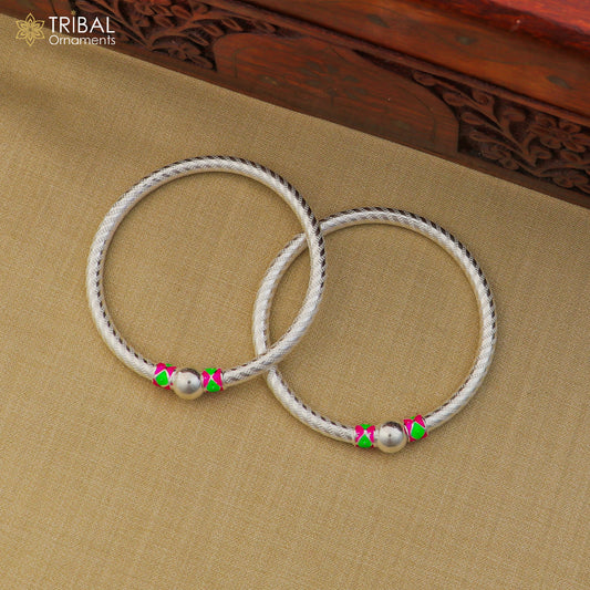 925 Sterling silver customized stylish ball design bangle kada tribal jewelry ba448 - TRIBAL ORNAMENTS