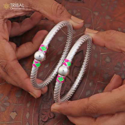 925 Sterling silver customized stylish ball design bangle kada tribal jewelry ba448 - TRIBAL ORNAMENTS