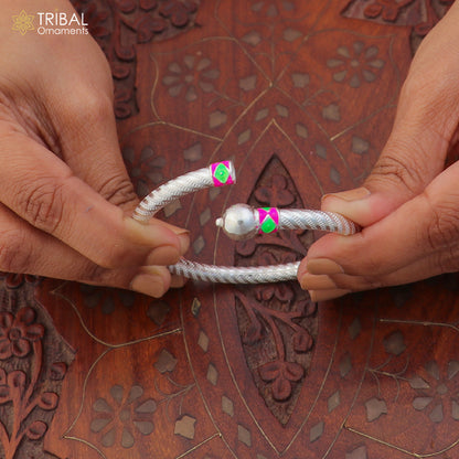 925 Sterling silver customized stylish ball design bangle kada tribal jewelry ba448 - TRIBAL ORNAMENTS