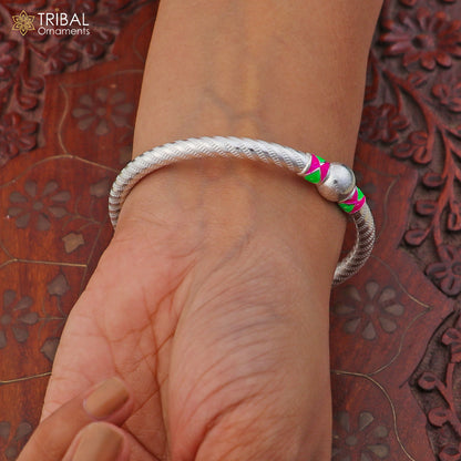 925 Sterling silver customized stylish ball design bangle kada tribal jewelry ba448 - TRIBAL ORNAMENTS