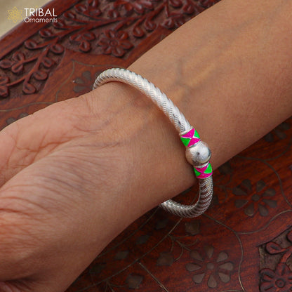 925 Sterling silver customized stylish ball design bangle kada tribal jewelry ba448 - TRIBAL ORNAMENTS
