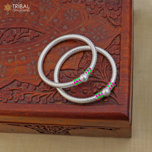 925 Sterling silver customized stylish ball design bangle kada tribal jewelry ba449 - TRIBAL ORNAMENTS