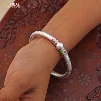 925 Sterling silver customized stylish ball design bangle kada tribal jewelry ba449 - TRIBAL ORNAMENTS