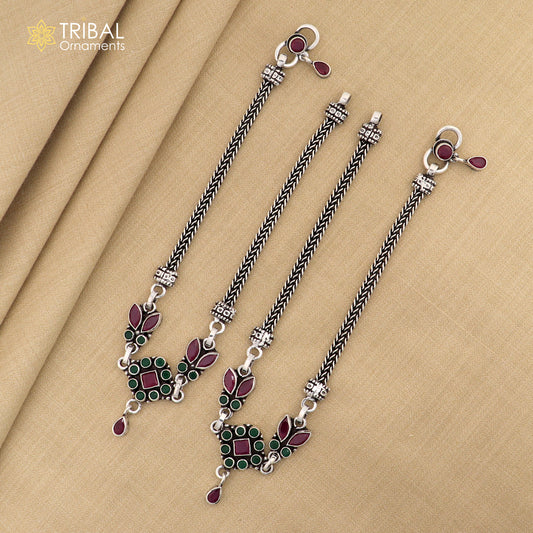 10.5" 925 sterling silver flower design multi color stone anklets foot bracelet ,ankle bracelet jewelry ank700