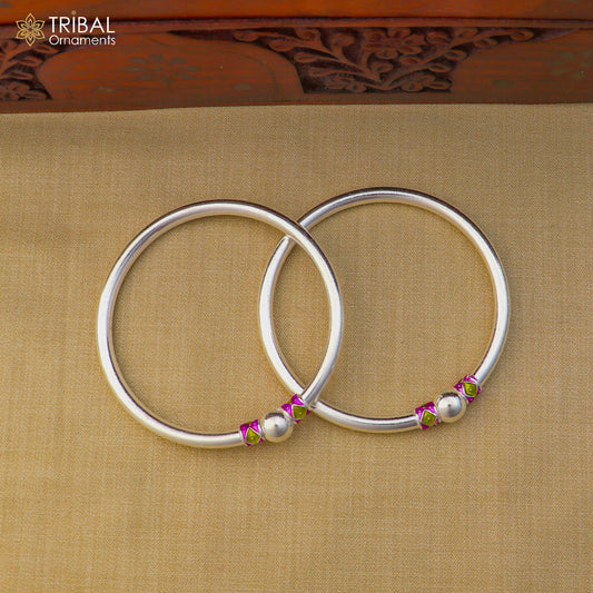 925 Sterling silver customized stylish ball design bangle kada tribal jewelry ba450 - TRIBAL ORNAMENTS