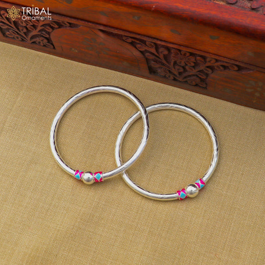 925 Sterling silver customized stylish ball design bangle kada tribal jewelry ba451 - TRIBAL ORNAMENTS
