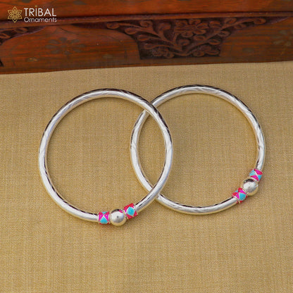 925 Sterling silver customized stylish ball design bangle kada tribal jewelry ba451 - TRIBAL ORNAMENTS
