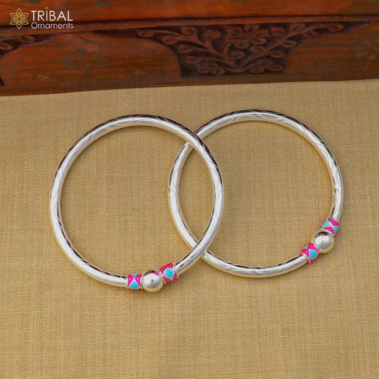 925 Sterling silver customized stylish ball design bangle kada tribal jewelry ba451 - TRIBAL ORNAMENTS