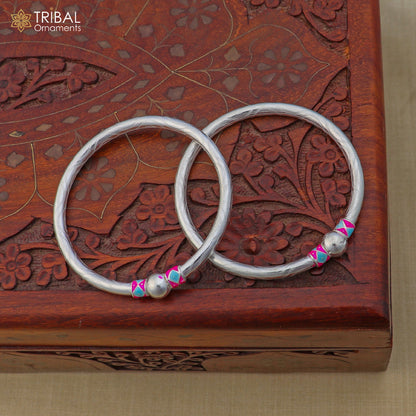 925 Sterling silver customized stylish ball design bangle kada tribal jewelry ba451 - TRIBAL ORNAMENTS