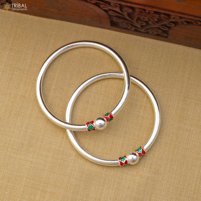 925 Sterling silver customized stylish ball design bangle kada tribal jewelry ba452 - TRIBAL ORNAMENTS