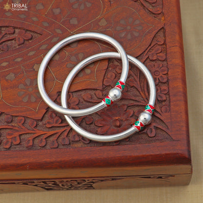 925 Sterling silver customized stylish ball design bangle kada tribal jewelry ba452 - TRIBAL ORNAMENTS