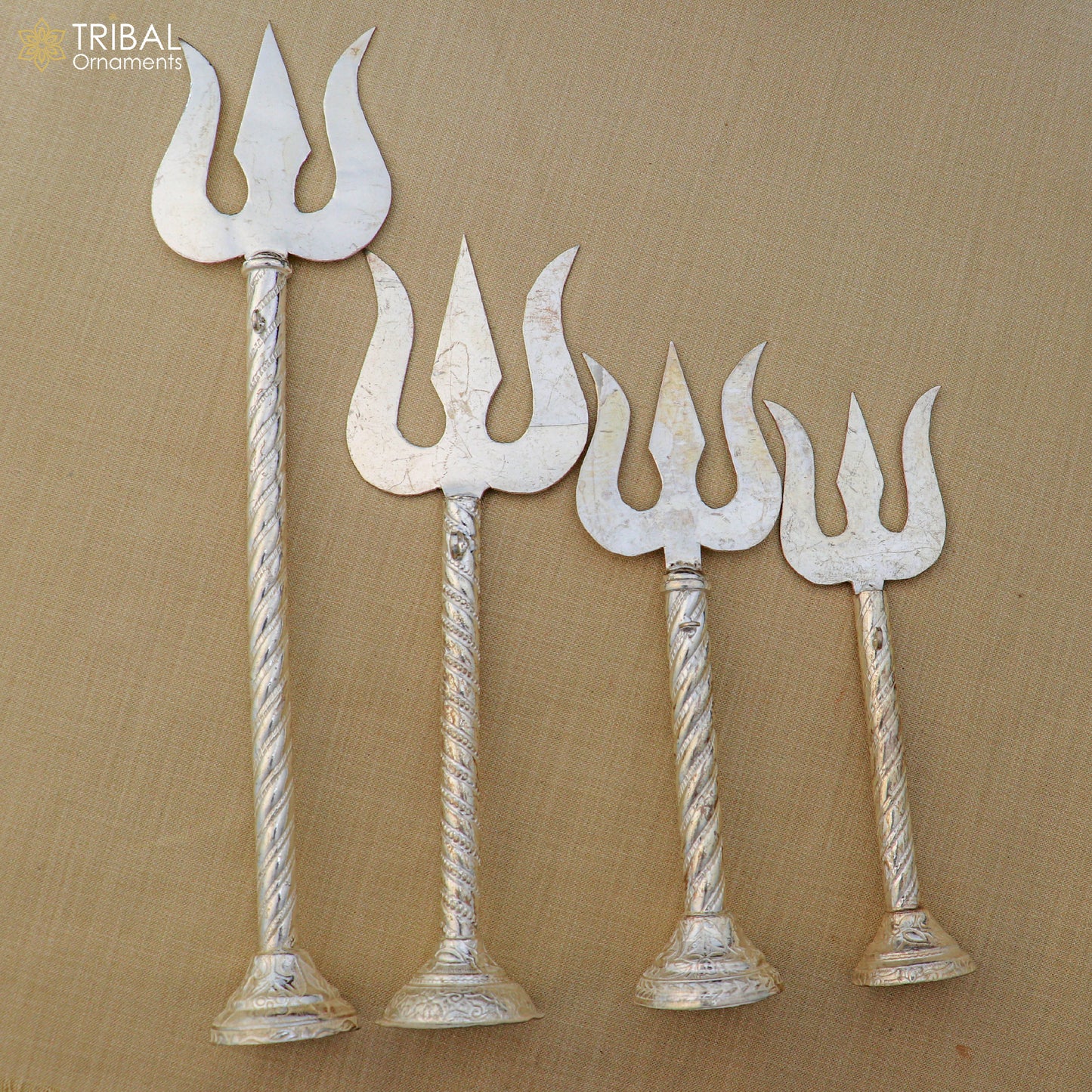925 Sterling silver lord Shiva trident craftsmanship Mahadev trishul puja article art863 - TRIBAL ORNAMENTS