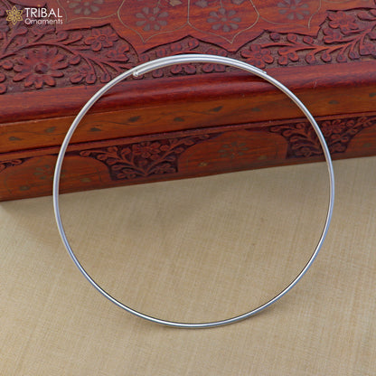 2mm round plain design 925 sterling silver neck band or ring for all types of pendant, best ethnic choker jewelry set799 - TRIBAL ORNAMENTS