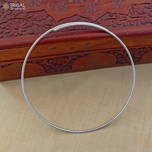 2mm round plain design 925 sterling silver neck band or ring for all types of pendant, best ethnic choker jewelry set799 - TRIBAL ORNAMENTS