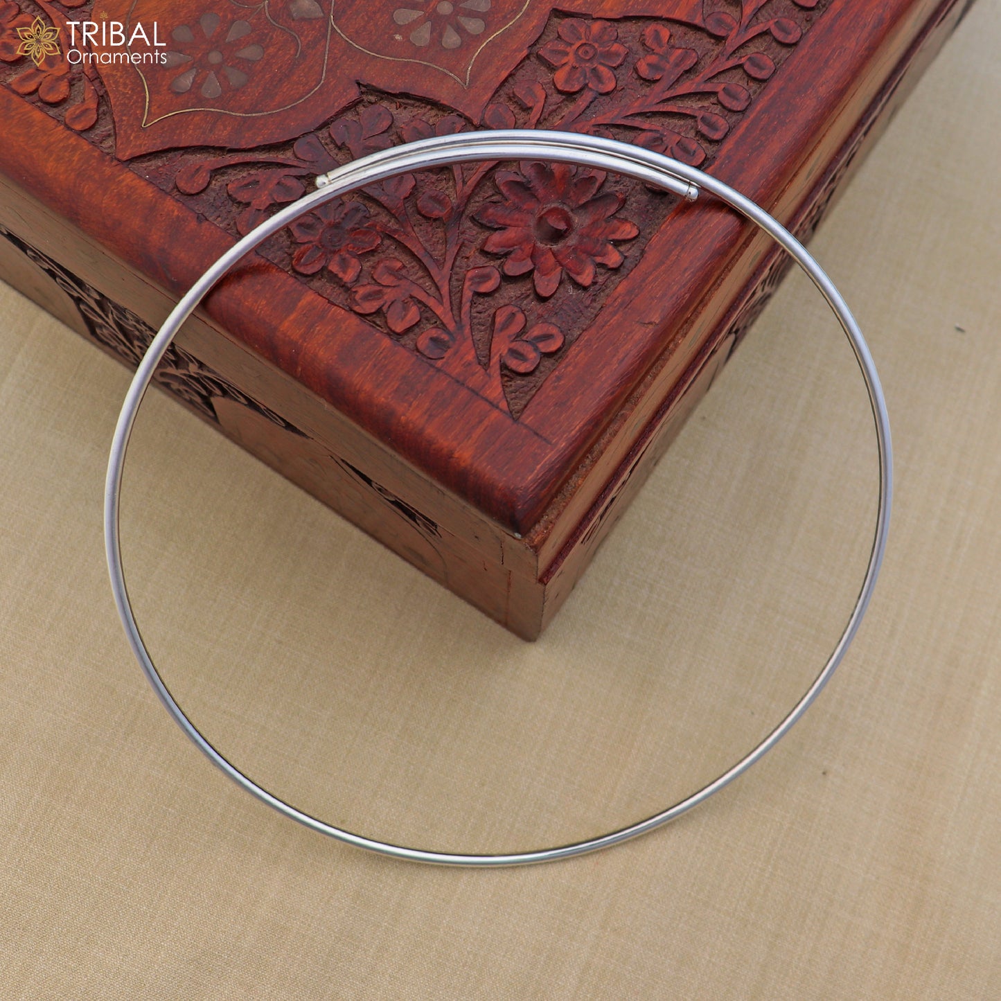 2mm round plain design 925 sterling silver neck band or ring for all types of pendant, best ethnic choker jewelry set799 - TRIBAL ORNAMENTS