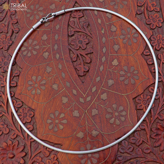 2mm round plain design 925 sterling silver neck band or ring for all types of pendant, best ethnic choker jewelry set798 - TRIBAL ORNAMENTS