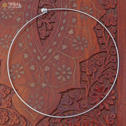 1mm round plain design 925 sterling silver neck band or ring for all types of pendant, best ethnic choker jewelry set797 - TRIBAL ORNAMENTS