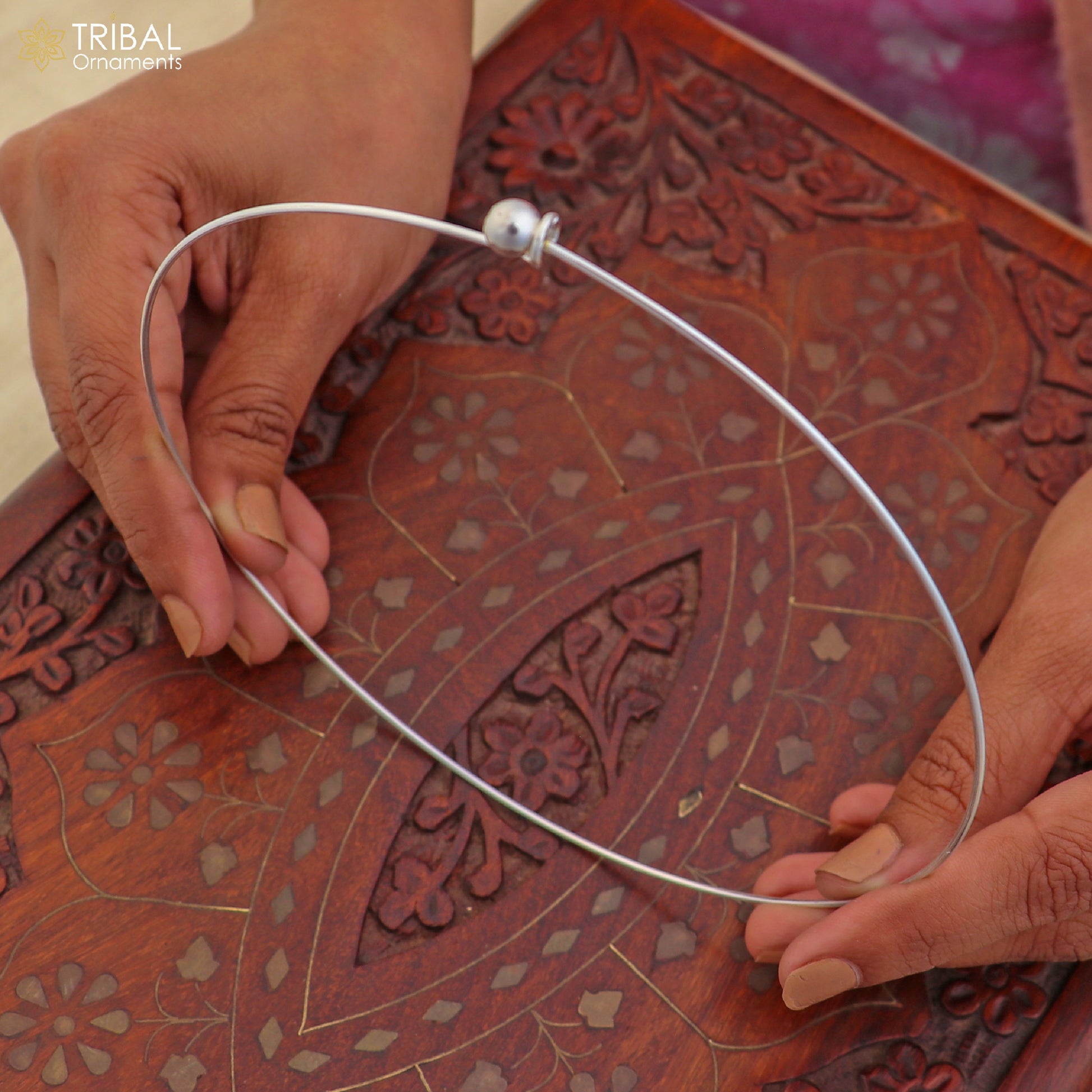 1mm round plain design 925 sterling silver neck band or ring for all types of pendant, best ethnic choker jewelry set797 - TRIBAL ORNAMENTS