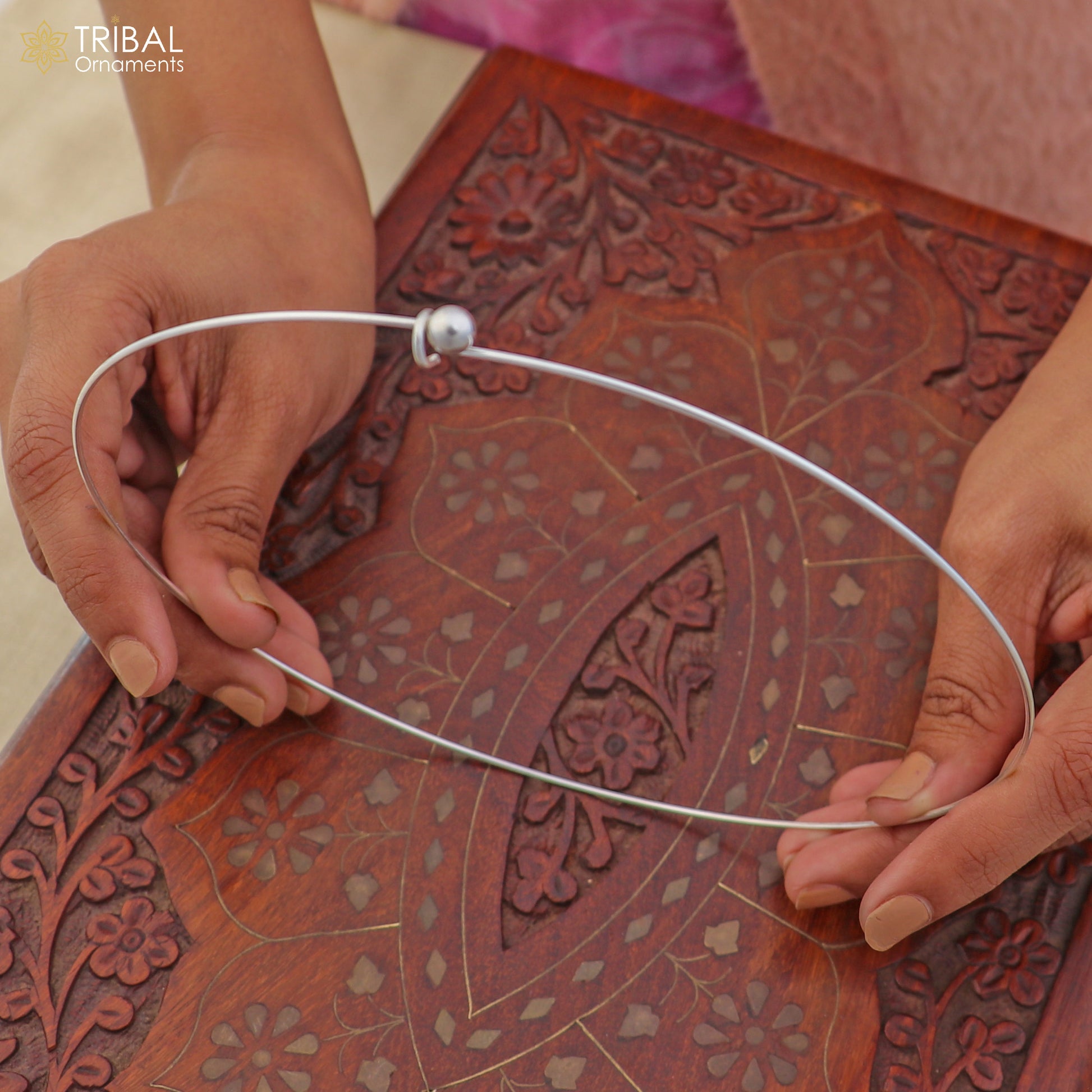 1mm round plain design 925 sterling silver neck band or ring for all types of pendant, best ethnic choker jewelry set797 - TRIBAL ORNAMENTS