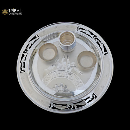 999 silver combo bowl plate and kalash silver pooja Thali set utensils sv326 - TRIBAL ORNAMENTS