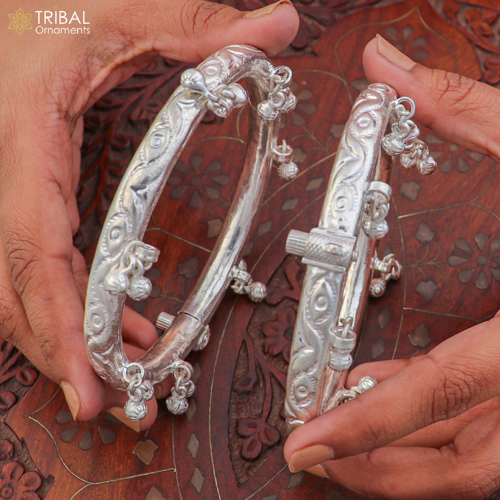 925 sterling silver stylish vintage design customized foot ankle bracelet with noisy bells kada jewelry nsfk159 - TRIBAL ORNAMENTS