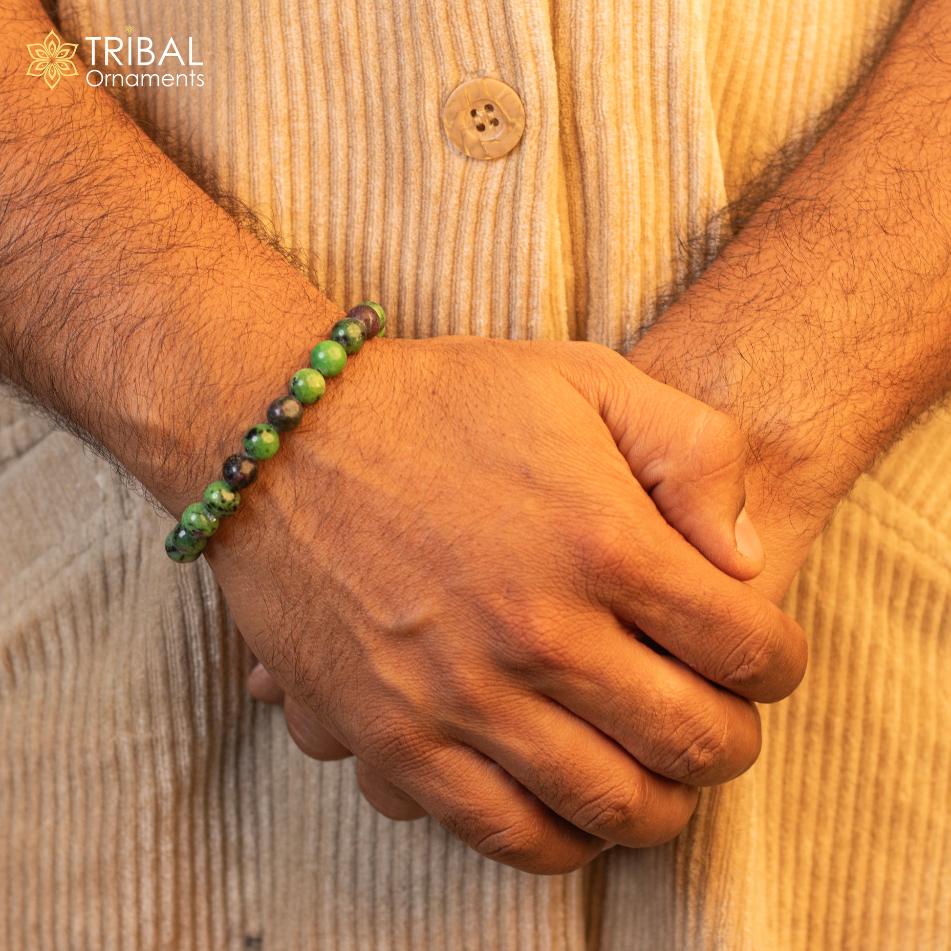 8 MM african turquoise natural stone handmade beaded bracelet, customized unisex Jewelry stnbr114 - TRIBAL ORNAMENTS