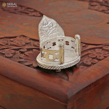 925 sterling silver God statue's stand chair singhasan, temple art puja chouki article art868 - TRIBAL ORNAMENTS