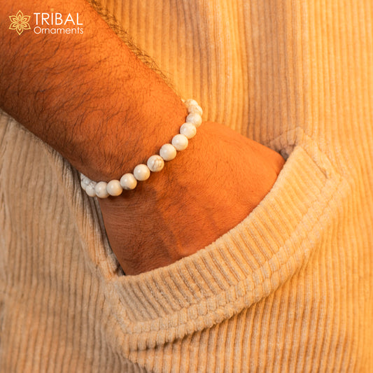 8 MM natural moonstone beaded handmade bracelet, customized unisex Jewelry, stnbr135 - TRIBAL ORNAMENTS