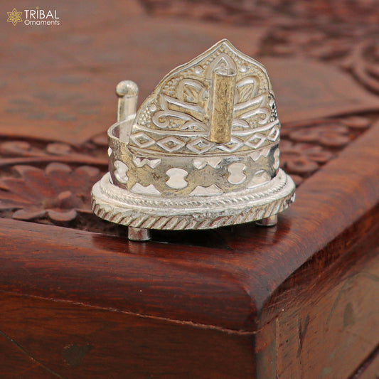 925 sterling silver God statue's stand chair singhasan, temple art puja chouki article art868 - TRIBAL ORNAMENTS