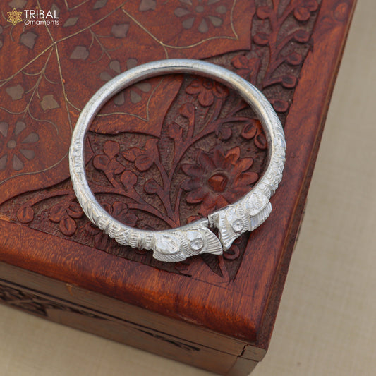 925 Sterling silver ethnic cultural crocodile face bangle kada men's  jewelry nsk967 - TRIBAL ORNAMENTS