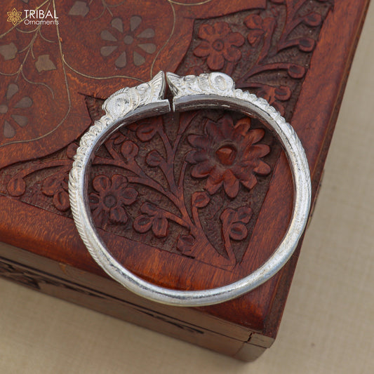925 Sterling silver ethnic cultural crocodile face bangle kada men's  jewelry nsk967 - TRIBAL ORNAMENTS