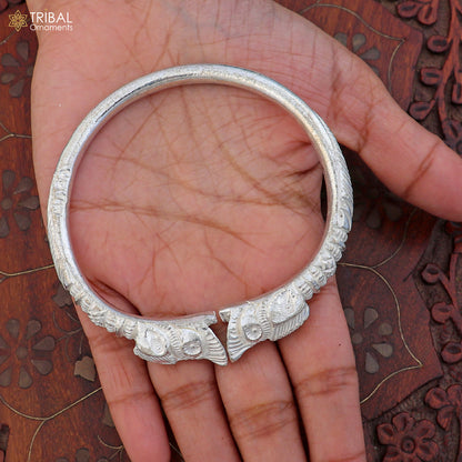 925 Sterling silver ethnic cultural crocodile face bangle kada men's  jewelry nsk967 - TRIBAL ORNAMENTS