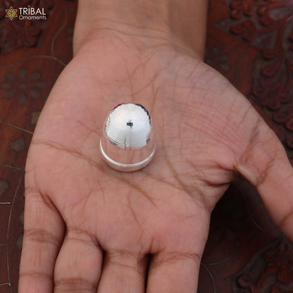 925 Sterling silver Betal palm tree seed Puja article from TRIBAL ORNAMENTS, detailed silver Supari art for religious offerings.