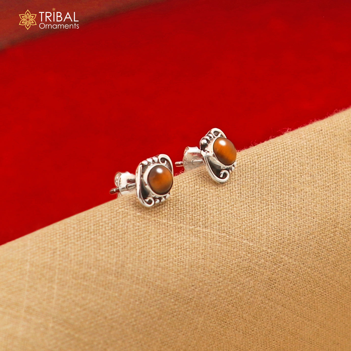 925 sterling silver gorgeous round shape tiger eye stone stud earring best unisex jewelry s1391