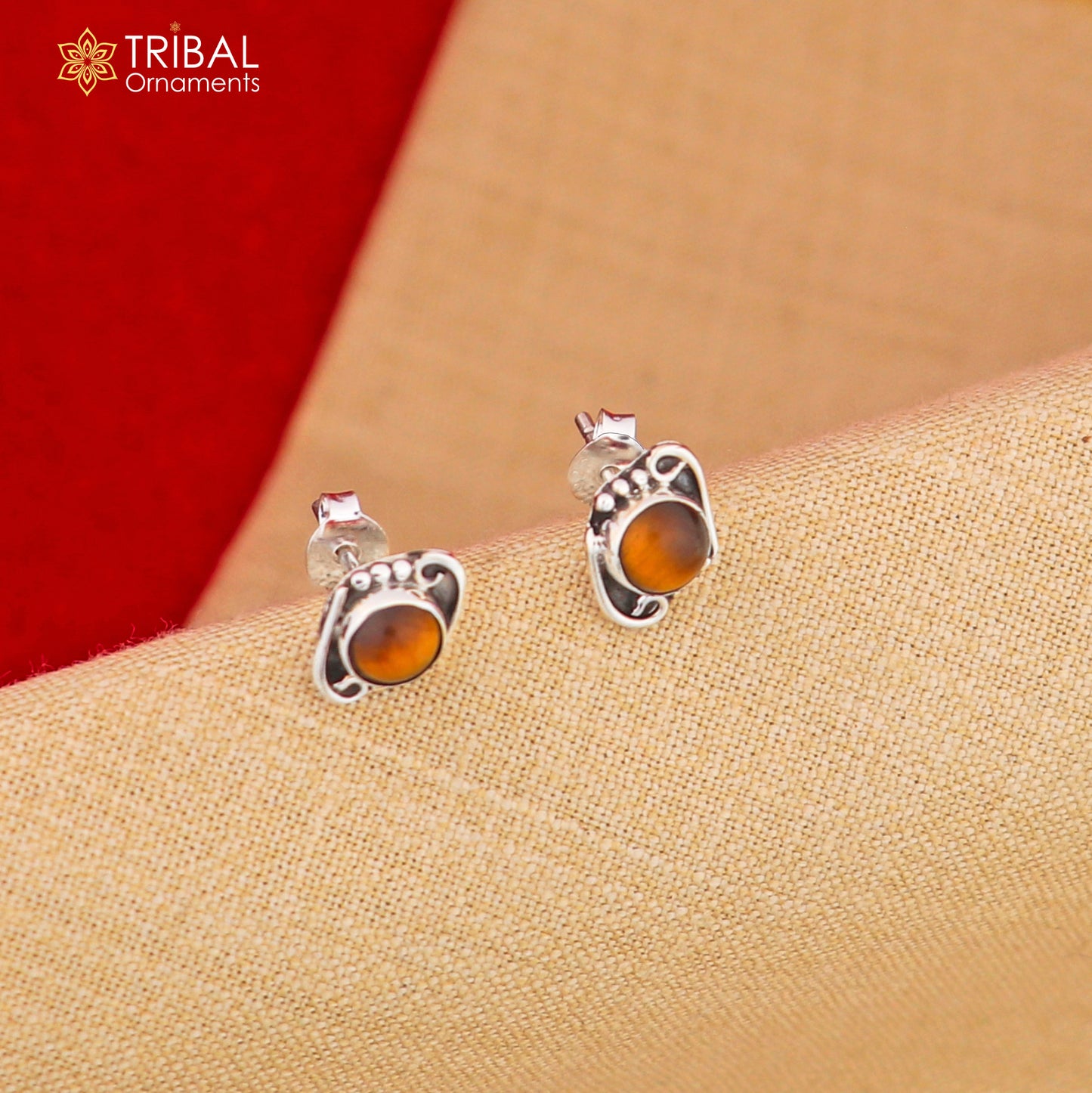 925 sterling silver gorgeous round shape tiger eye stone stud earring best unisex jewelry s1391