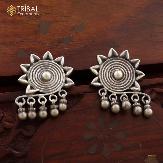 925 sterling silver unique work floral design stud earrings ethnic brides jewellery India s1324