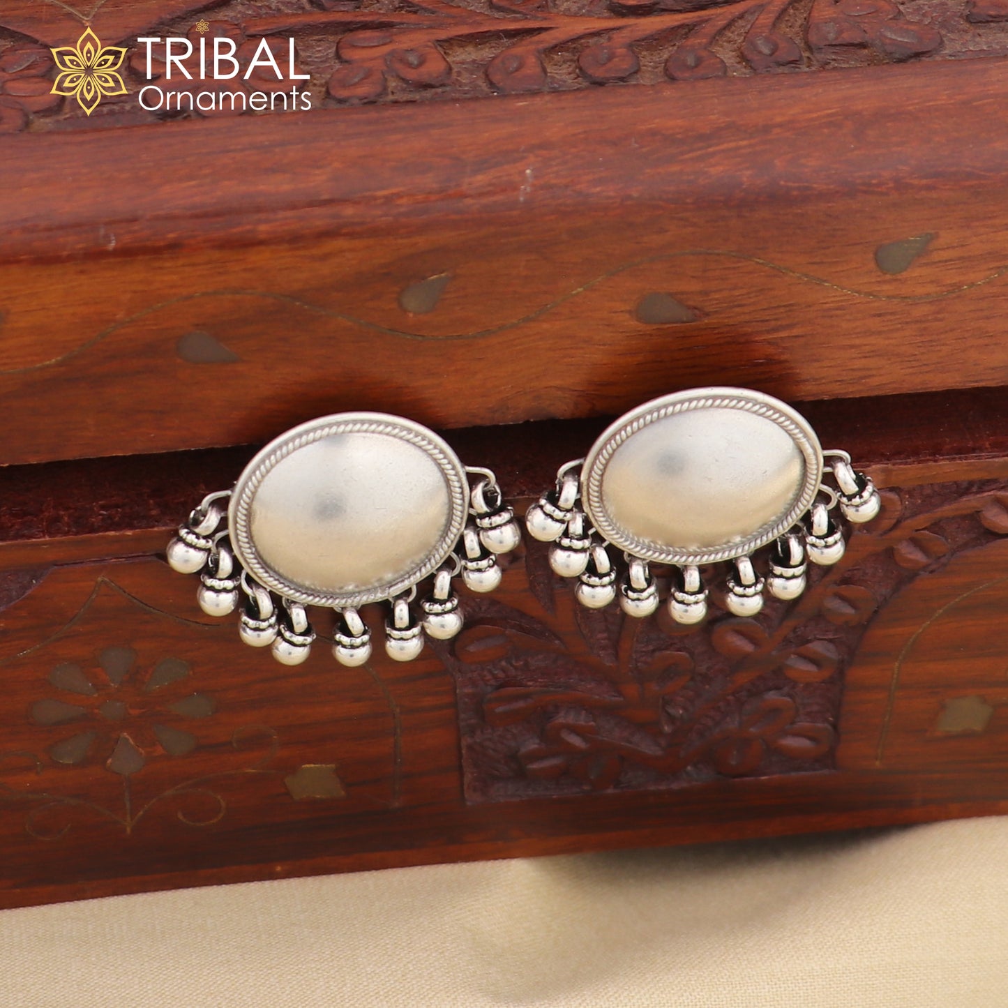 925 sterling silver plain round design Stud earrings tribal jewelry s1048