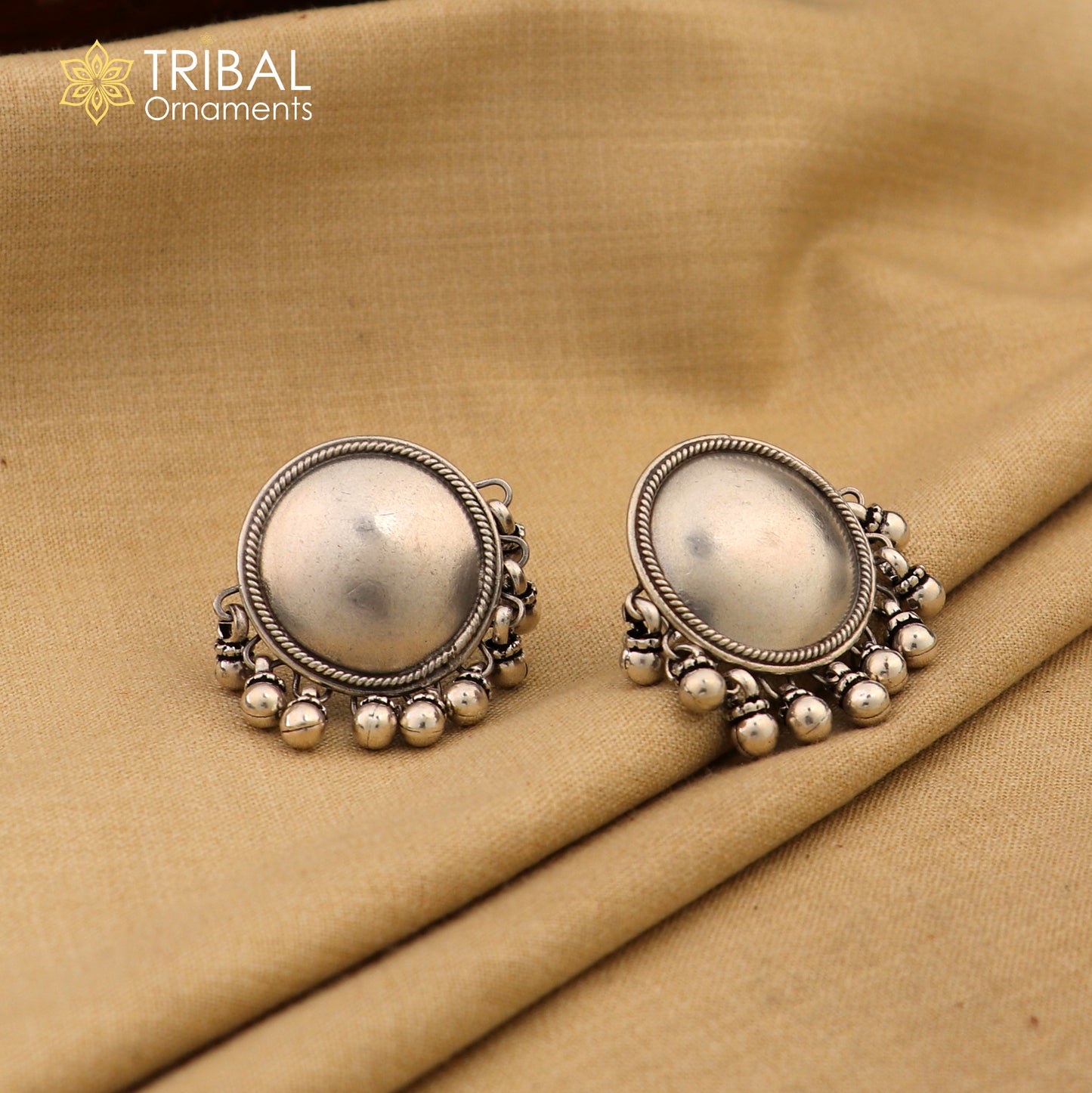 925 sterling silver plain round design Stud earrings tribal jewelry s1048