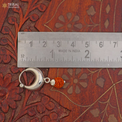 Sterling silver Bali style hoop earrings with a shiny finish, unisex kundal jewelry by TRIBAL ORNAMENTS.