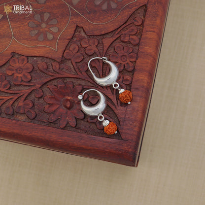 Sterling silver Bali-style hoop earrings with a shiny finish, unisex kundal jewelry by TRIBAL ORNAMENTS, image IMG_3114.jpg