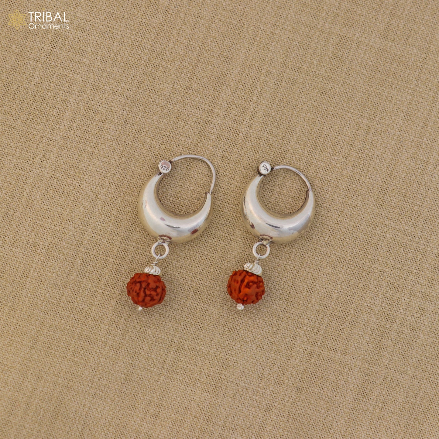 925 sterling silver plain shining hoops earrings Bali style kundal unisex jewelry er260 - TRIBAL ORNAMENTS