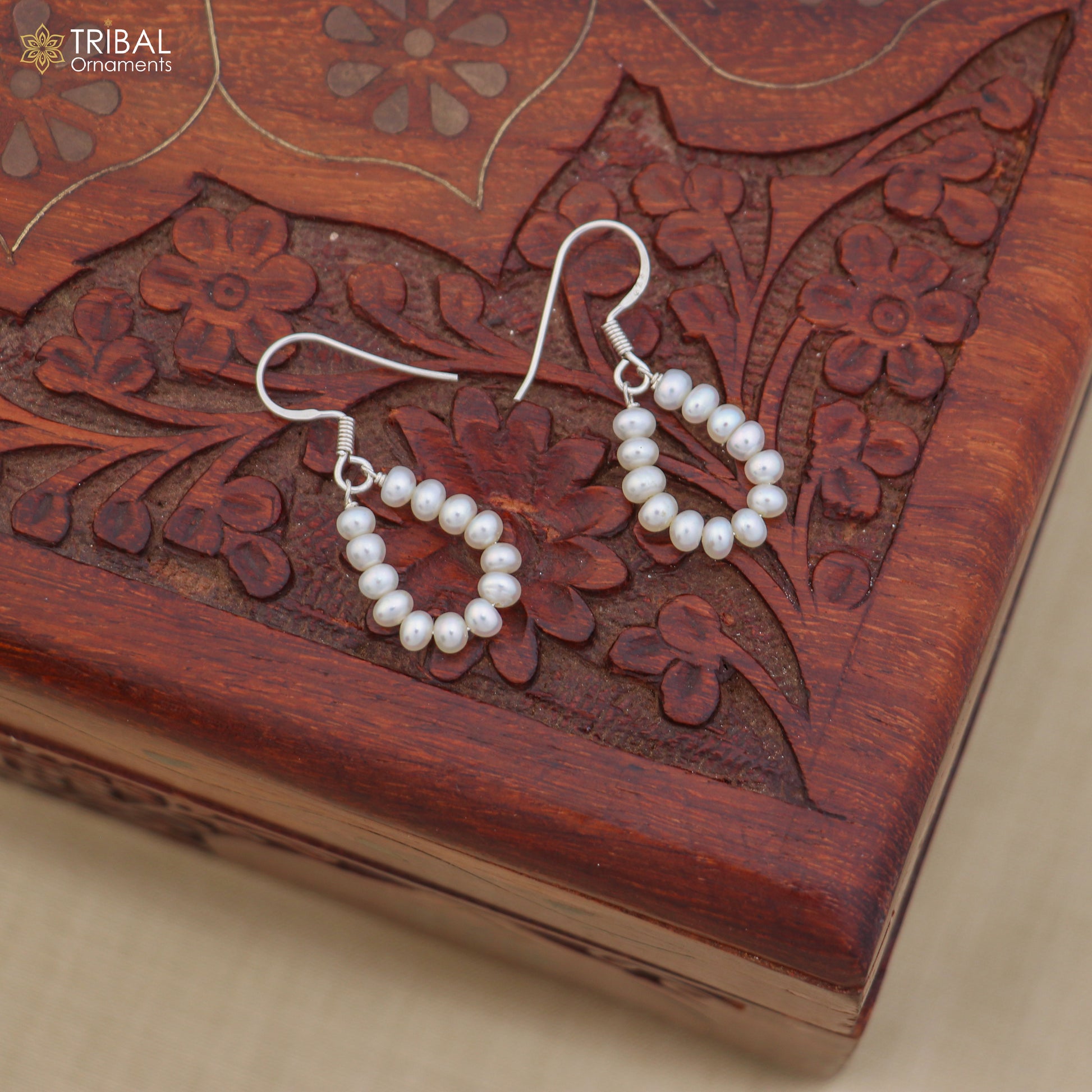 925 sterling silver pearl drop dangle earrings jewelry er261 - TRIBAL ORNAMENTS