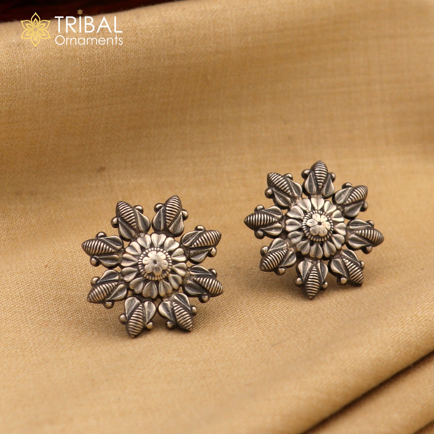 925 sterling silver flower design stylish stud earring s1375